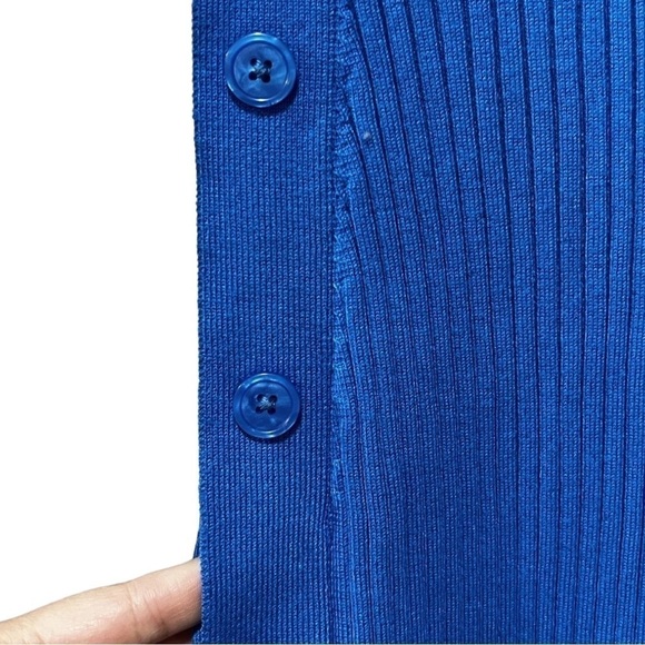 FUTURE COLLECTIVE Ribbed Sweater Long Sleeve Dress Cobalt Blue Black Sz XS - Picture 5 of 8